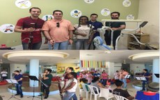 Apresentação  no hospital Napoleão Laureano antes da pandemia (Arquivo/Projeto Oboé Care)