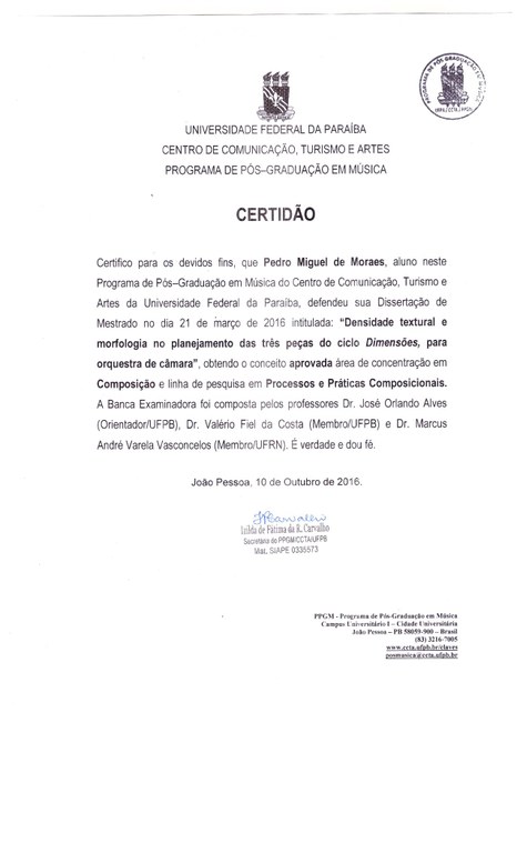 Imagem Certidão de Defesa Pedro Miguel de Moraes